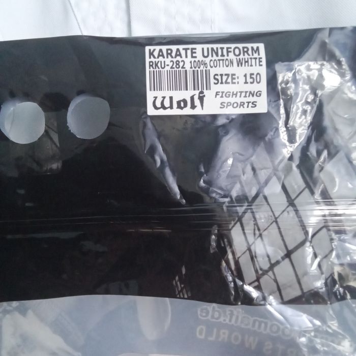Кімоно біле, 100% бавовна, для тренувань з карате, TM Wolf р.150