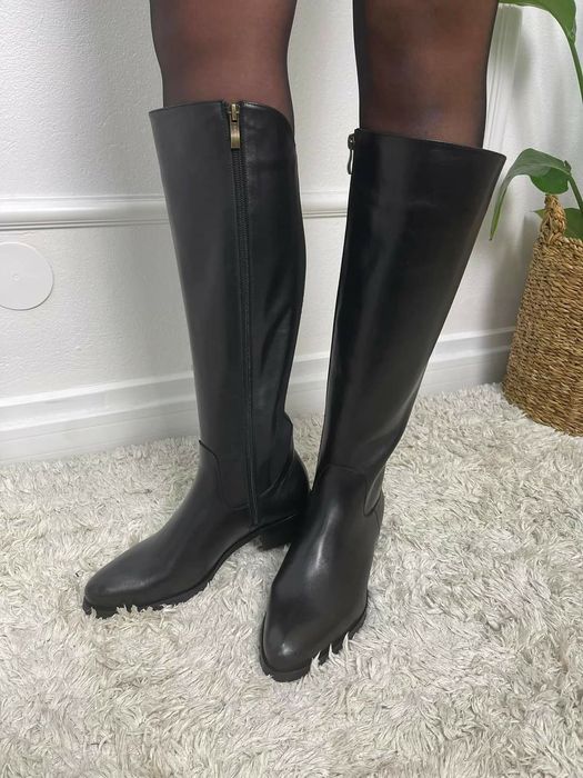 Kozaki damskie skóra naturalna 38 czarne zima