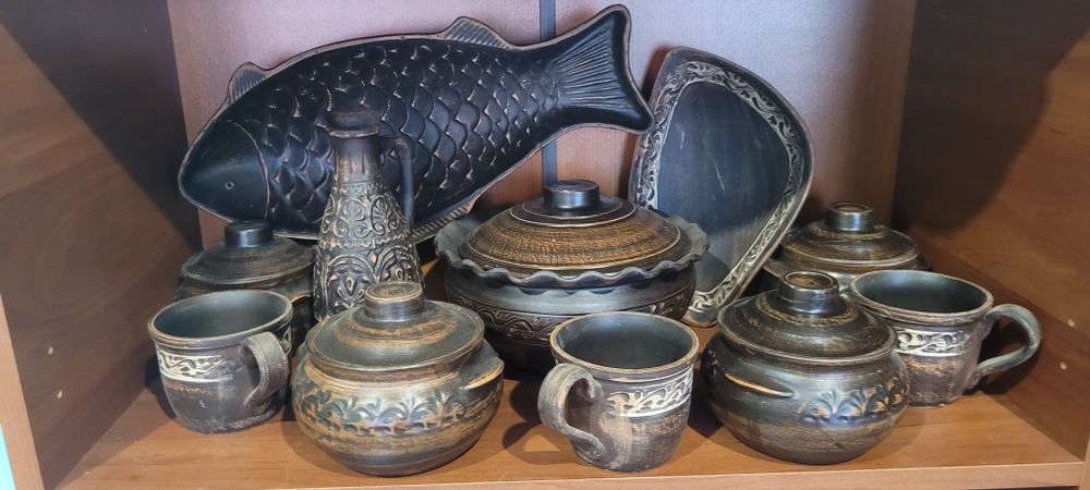 Набір з червоної глини Колос. Набір керамічного посуду( 6 персон )