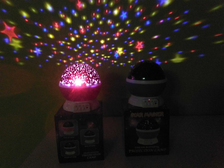 USB, 3 AAA батарейки звездное небо. Вращающийся шар, ночник, проектор.