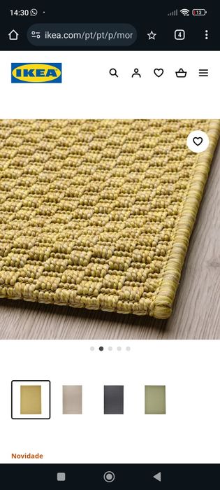 Tapete ikea tecelag plana, int/exterior, amarelo claro, 160x230 cm