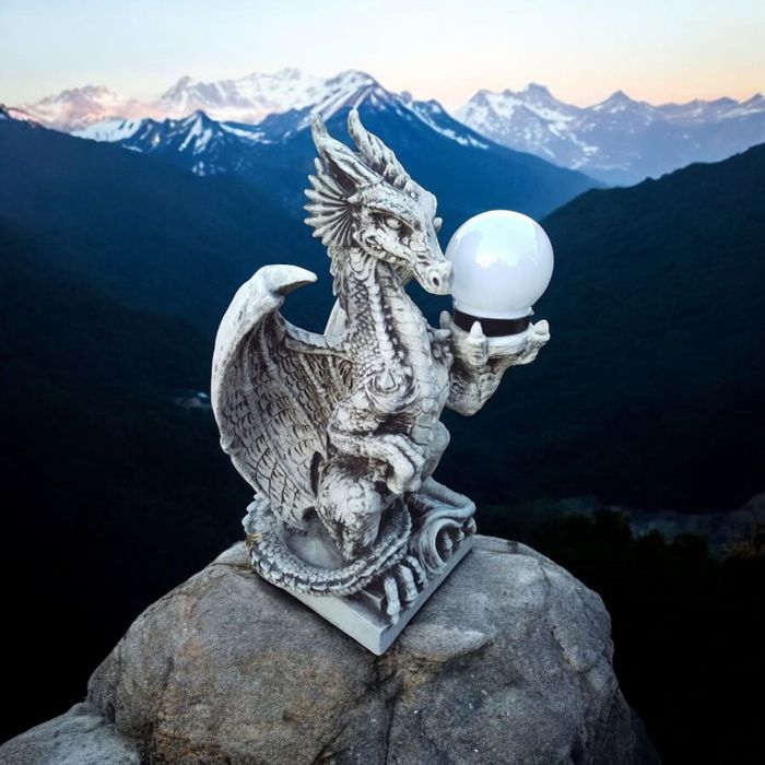 Smok betonowy z lampa solarna led figury ogrodowe betonowe lampa solar