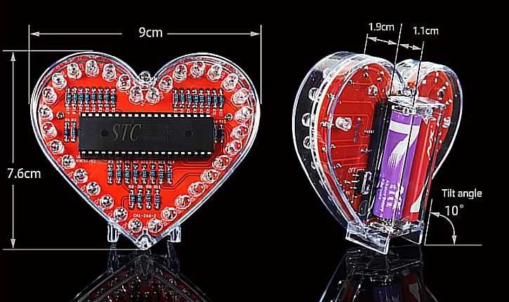 Набор для сборки  светодиодный струящийся свет в форме сердца.