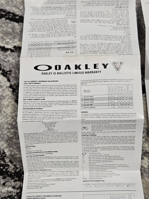 Okulary narciarski Oakley Goggle Si Ballistic Limited Warranty 9/10