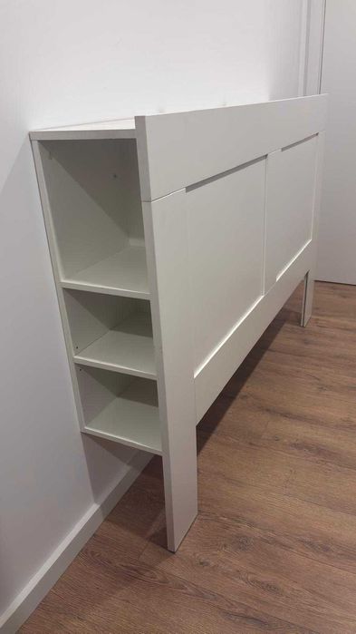 Cabeceira de cama com arrumação, branco, 160 cm · Como novo