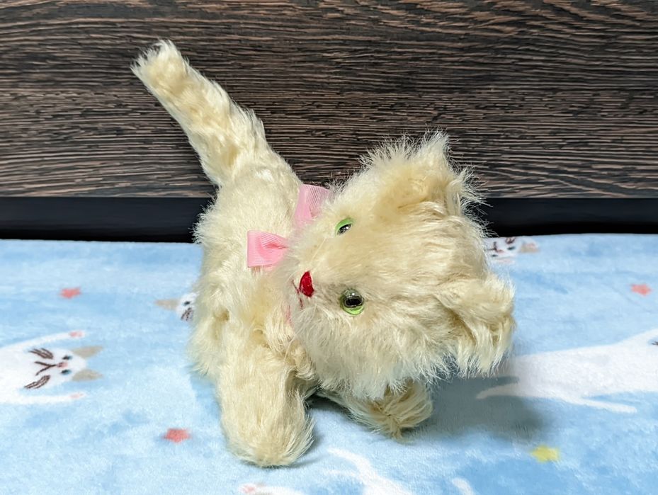 Мягкая игрушка коллекционная винтажная кошка, мохеровый кот, котик