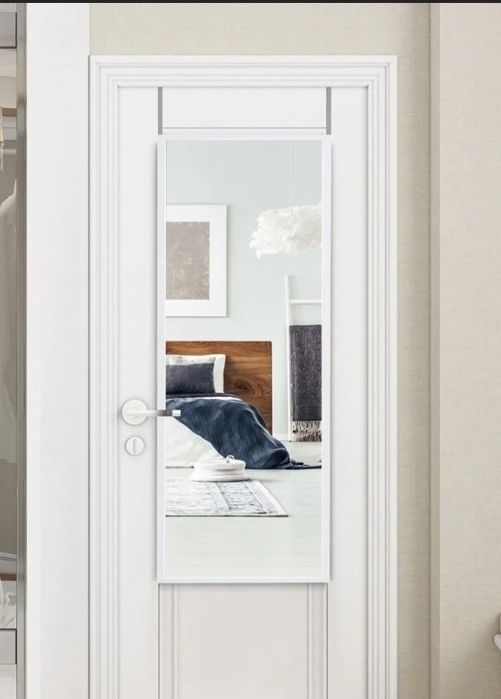 Lustro do zawieszenia na ścianę lub drzwi białe 107cm