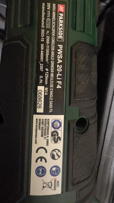 Szlifierka kątowa gumówka, diax, diaks parkside akumulatorowa 20V.