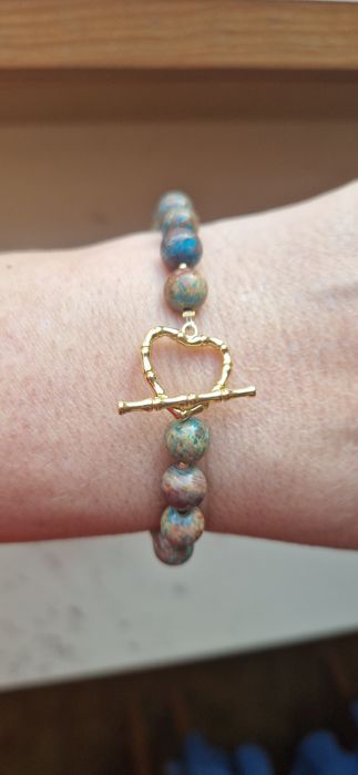 Bransoletka turkus afrykański ozdobne zapięcie  serce  jak Apart