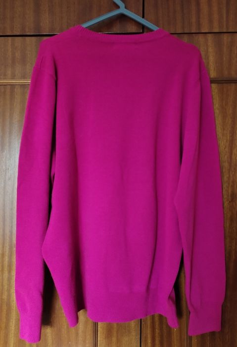 Camisola de lã merino Ralph Lauren tam XL rosa e verde