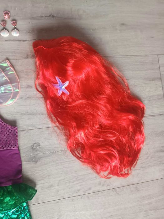 Nowy strój! Syrenka Ariel +PERUKA + biżuteria! r. 122