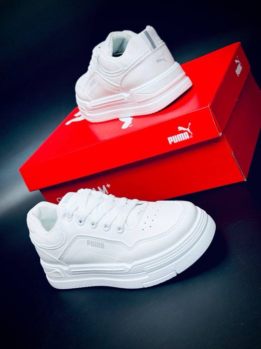 Кросівки на платформі Puma•жіночі білі пума•кеди на високій підошві