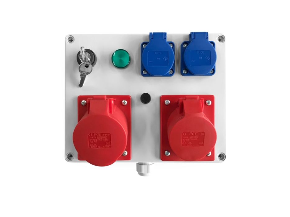 Skrzynka z wyłącznikiem na klucz, gniazda 1x32A/1x16A 400V 5P | 2x230V