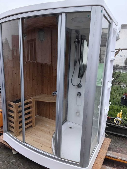 Sauna z prysznicem 2w1 fińska + parowa Prysznic Łaźnia Dysze masaż SPA