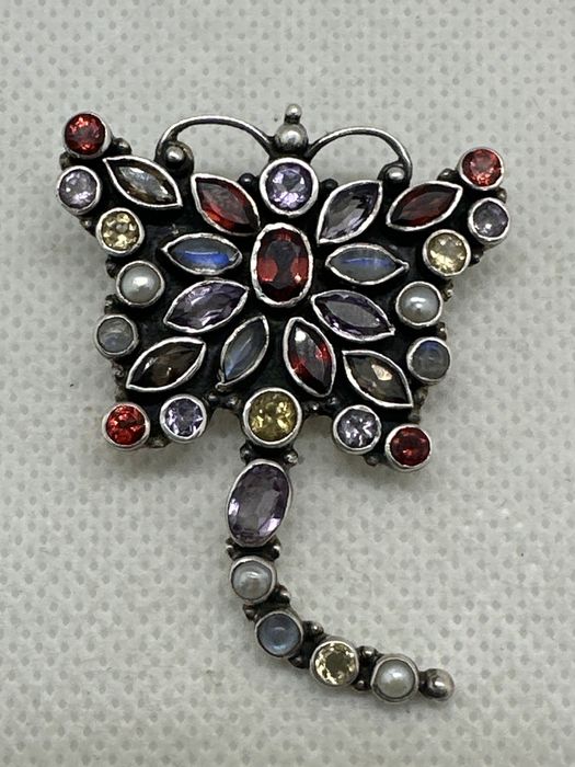 Брошка серебро 925 натуральные камни брошка срібло 925