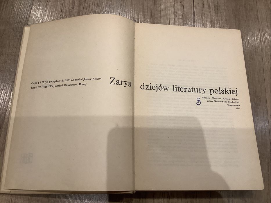 Zarys dziejów literatury Polskiej Ossolineum