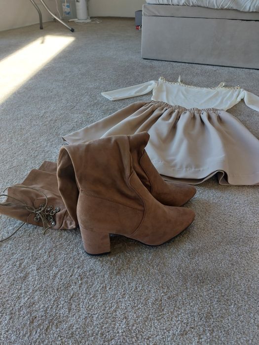 Buty kozaki muszkieterki czekoladowe brąz za kolano 39