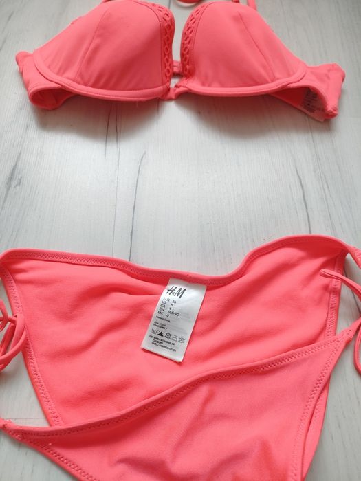 komplet H&M bikini 36 S 80B łososiowy