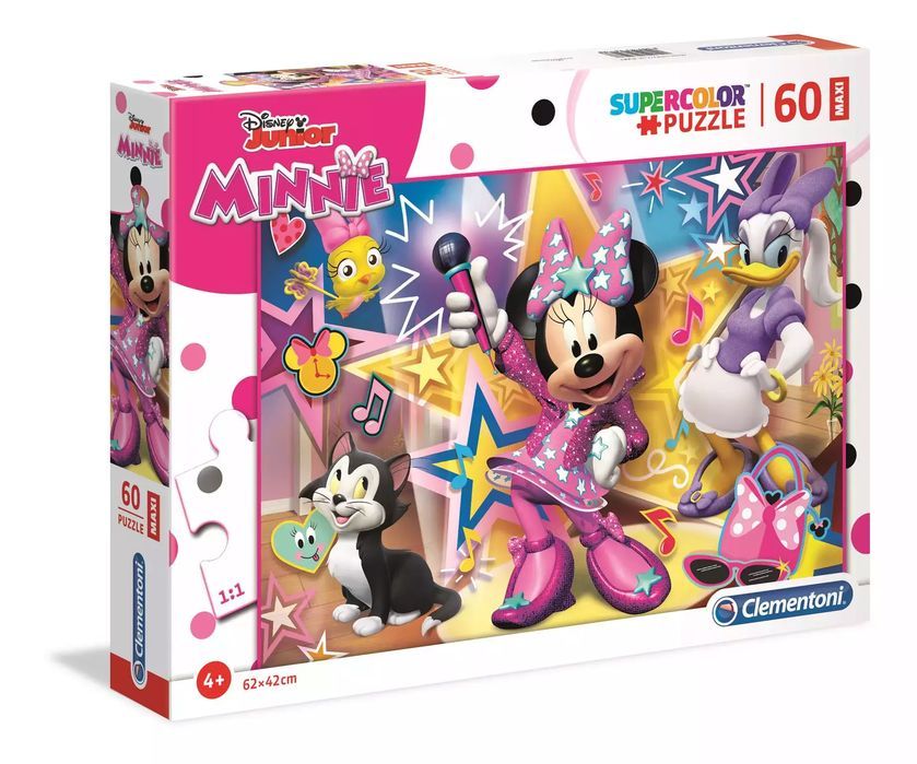 Puzzle maxi 60 elementów. Supercolor. Myszka Minnie i pomocnicy. Nowy Produkt