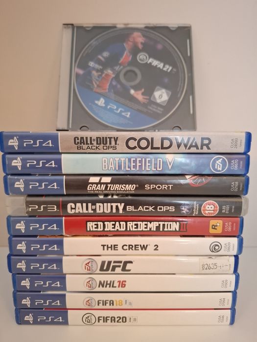 Zestaw 11 gier PS4 / PS3 - Red Dead Redemption 2, CoD, Battlefield, Sportowe