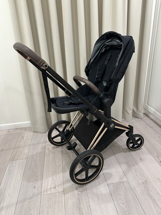 Коляска 2 В 1 Cybex Priam Sepia Black, Шасі Rosegold
