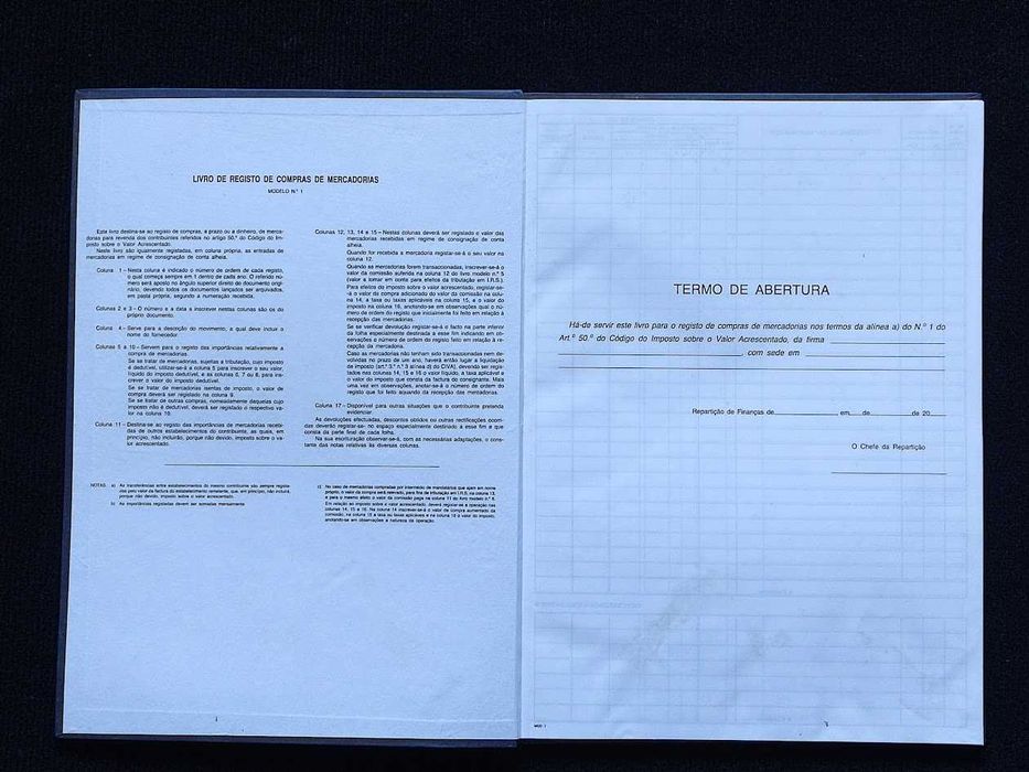 Livro de Registo de Compras e Mercadorias (modelo 1)