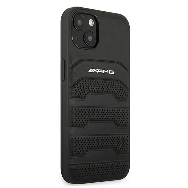 Etui AMG Leather Debossed Lines na iPhone 13 mini - czarne