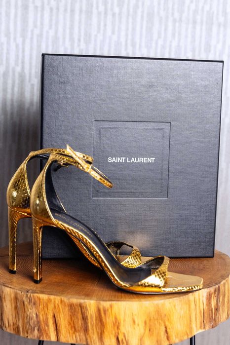 Robin 105 Lace Sand Złote sandały Saint Laurent r.37,5