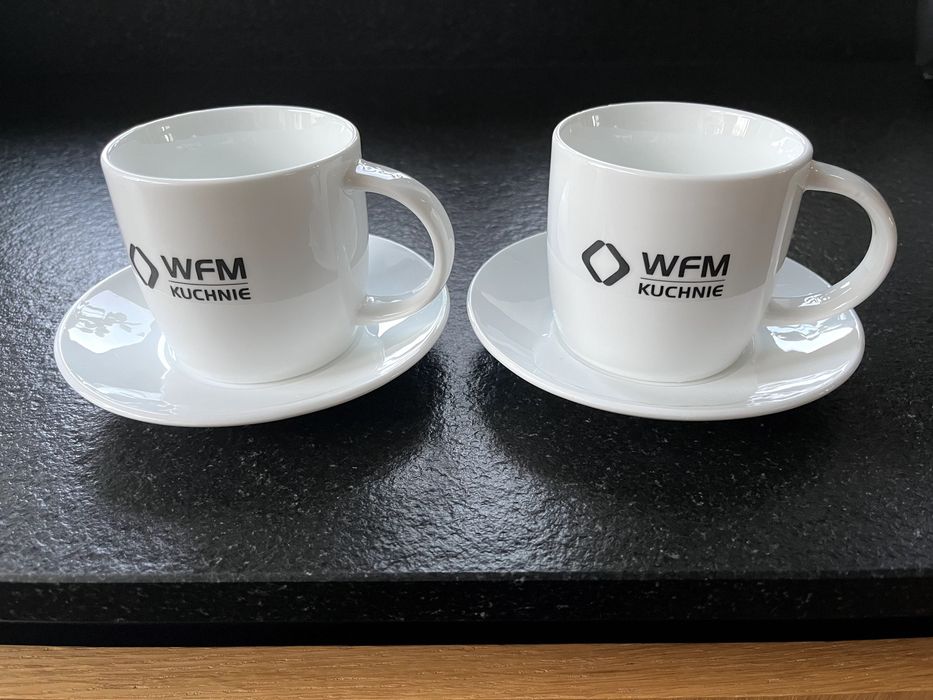 2 szt. Filiżanka kubek z uchem ze spodkiem kolekcjonerska od WFM Kuchnie białe