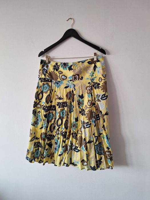 Spódnica spódniczka żółta do kolan w kwiaty rozmiar 40 L