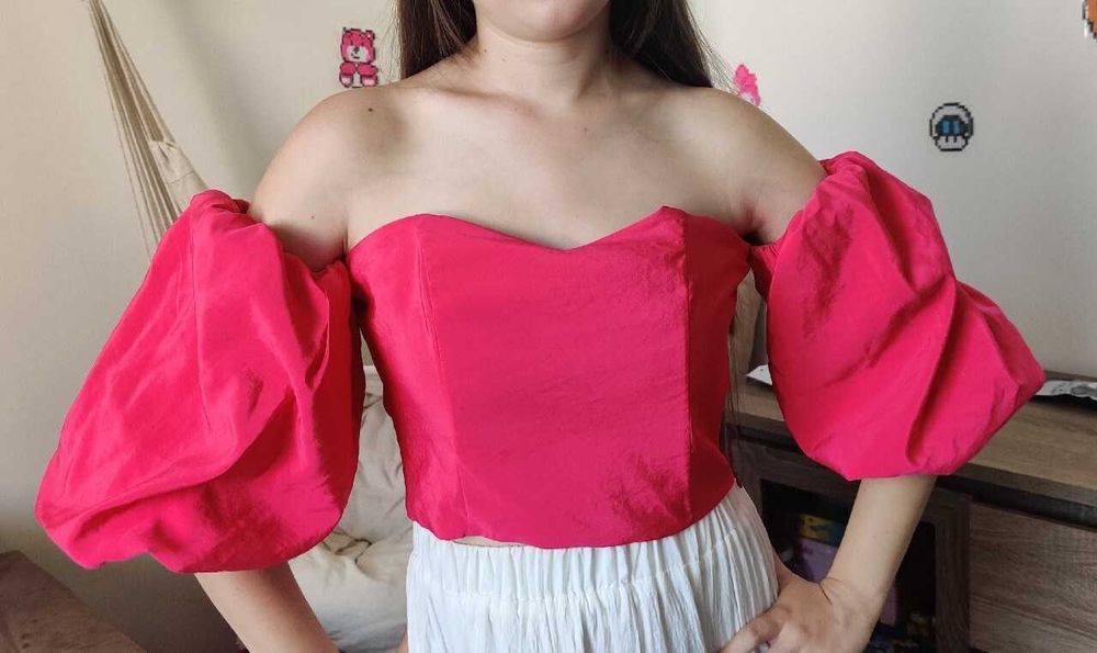 bluzka gorset crop top różowa