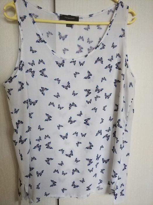 Bluzka bez rękawów biała w motyle Primark 44