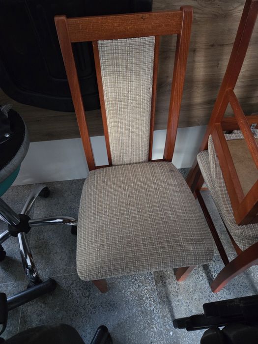 Krzesła beżowy materiał, komplet 6 krzeseł