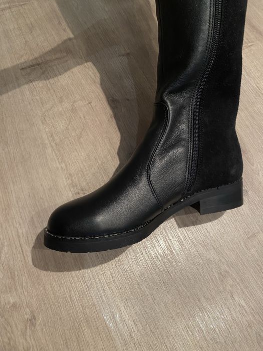 Чоботи високі шкіра/замш