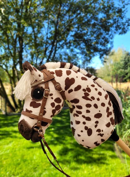 Konik Hobby Horse A4 ręcznie szyty konik na kiju z ogłowiem#356