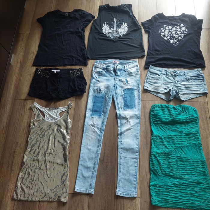 16 zestaw paka ubrań damskich S M, 8 sztuk