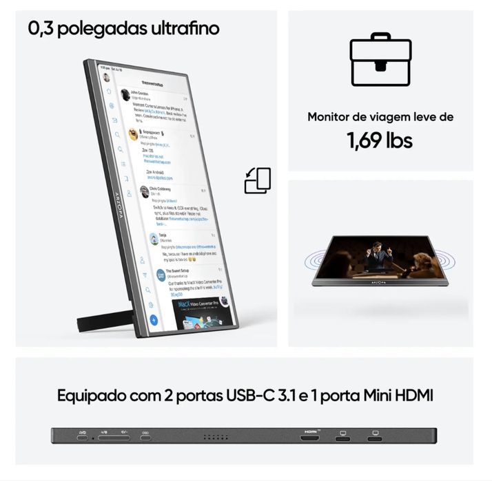 Monitor Portátil Ultrafino - 1080P FHD