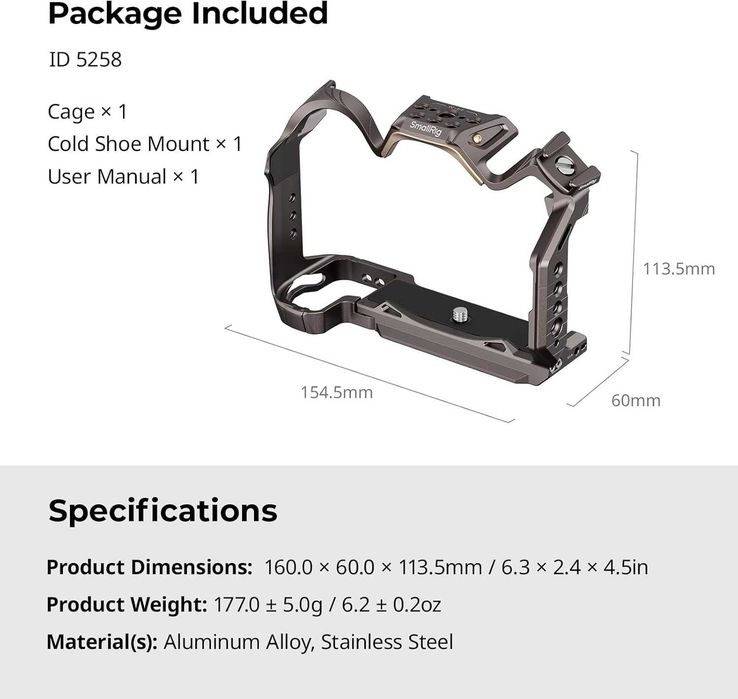 Cage SmallRig 5258 | Nikon Z5 | Nikon Z6 | Nikon Z7 | SELADA