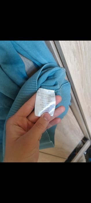 Sweter Męski Bruun & Stengade V-neck Dekolt Serek Bawełna Krata Błękitny S