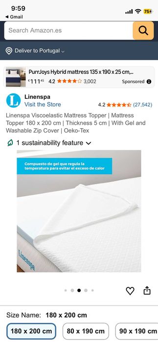 Sobrecolchão e lençois 180x200