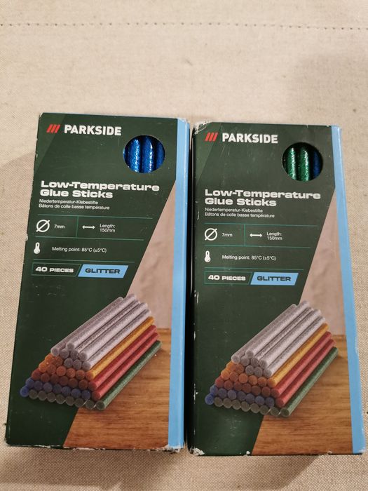 2 opakowania klej na gorąco 7mm 7 z brokatem parkside nowy