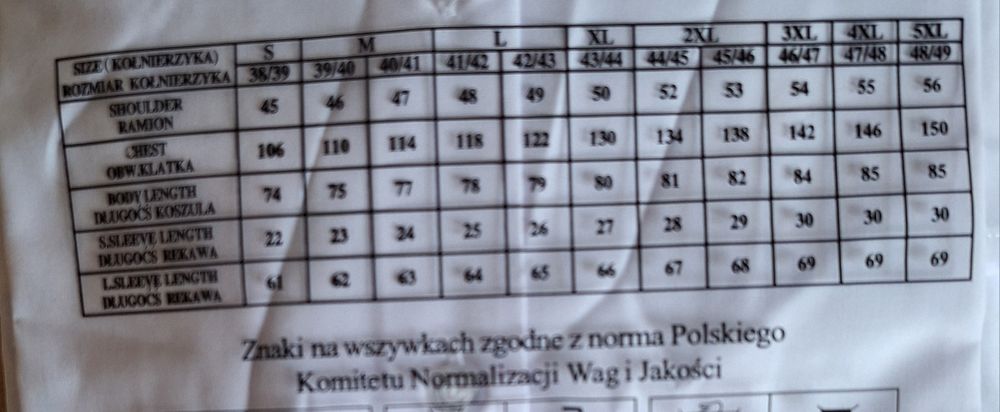 Biała koszula męska z krótkim rękawem roz. 40/41