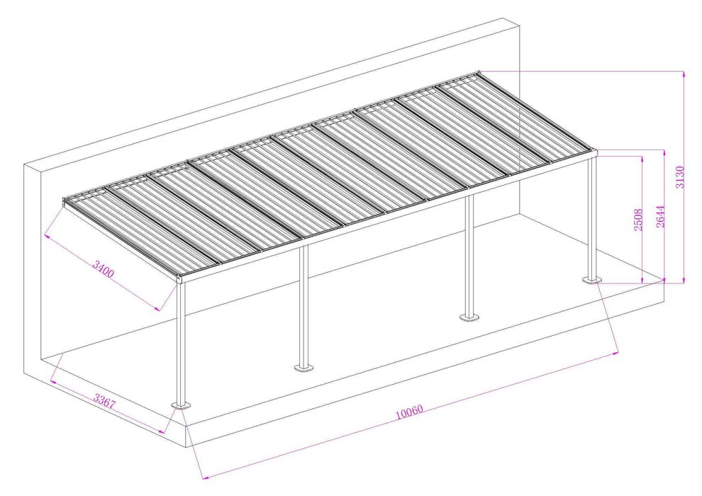 Zadaszenie aluminiowe PRO z dachem poliwęglanowym 350x1006 m