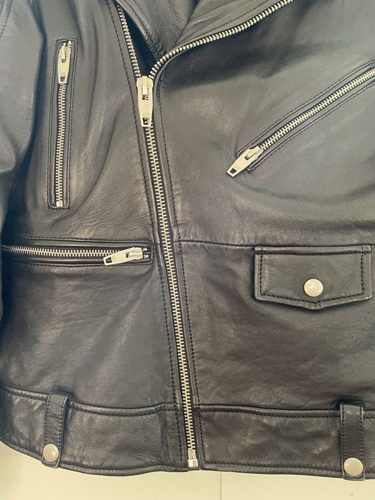 Biker preto 100% pele para homem Zara