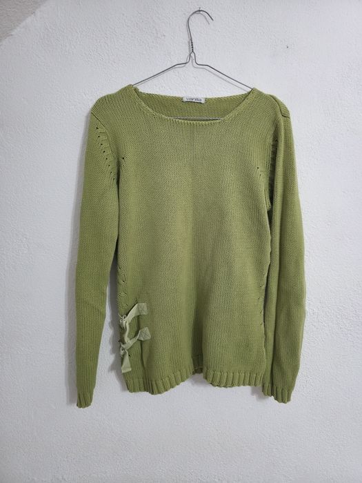 Jasno zielony sweter damski oliwkowy sweter y2k vintage