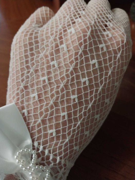 Перчатки сіточка капрон для нареченої білі