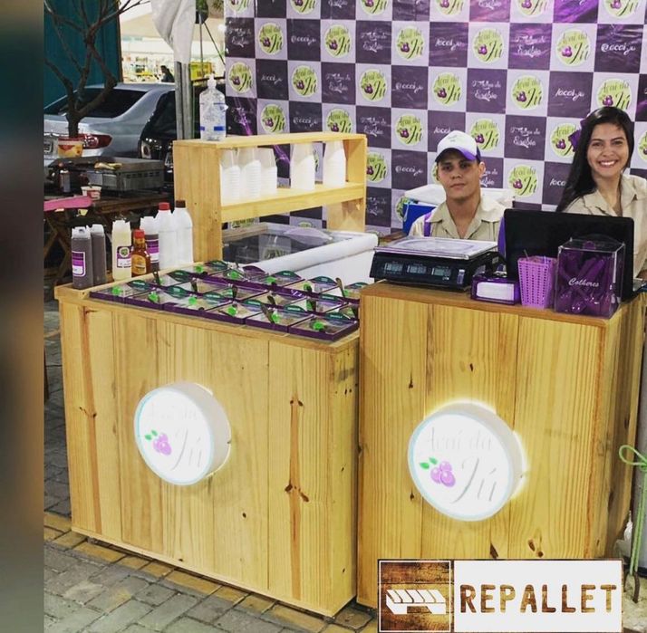 Balcão madeira Palete, Pinho para loja movel