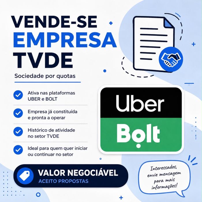 Vende se empresa TVDE
