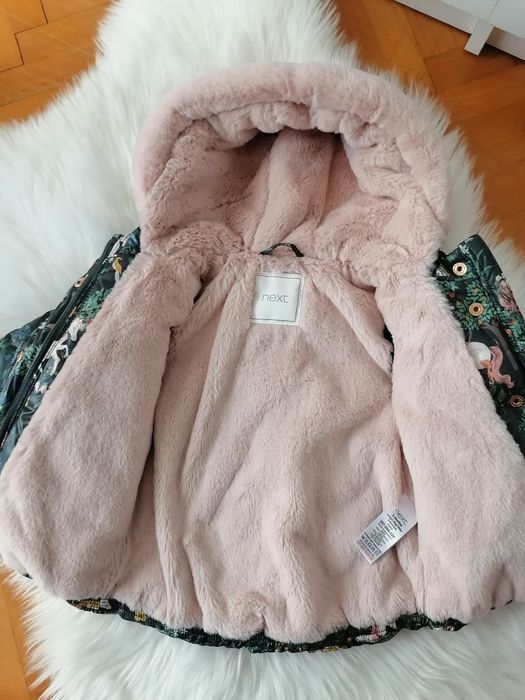 Zimowa kurtka Next 62-68 jednorożce