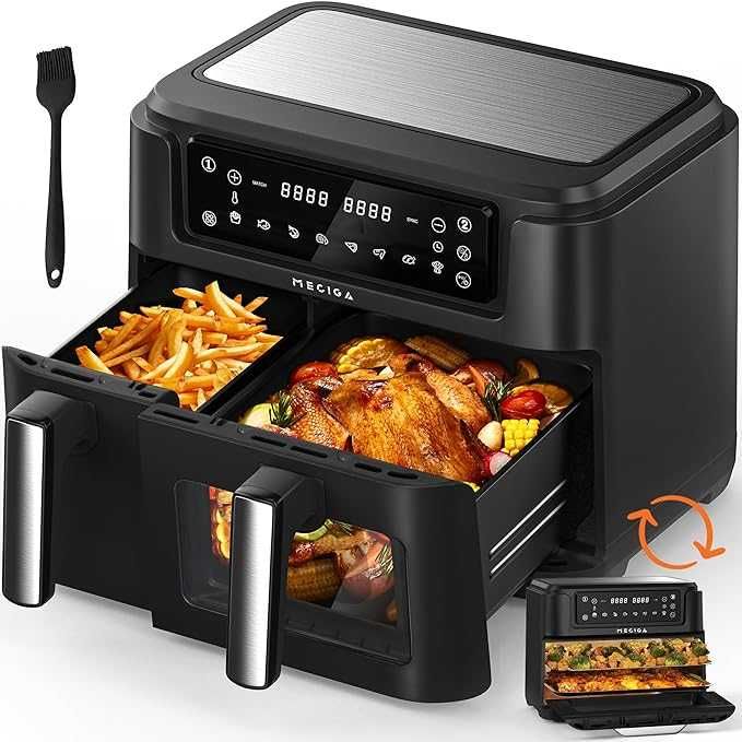 MECIGA Dual Zone Air Fryer, 12 L, 2400 W, 2 szuflady